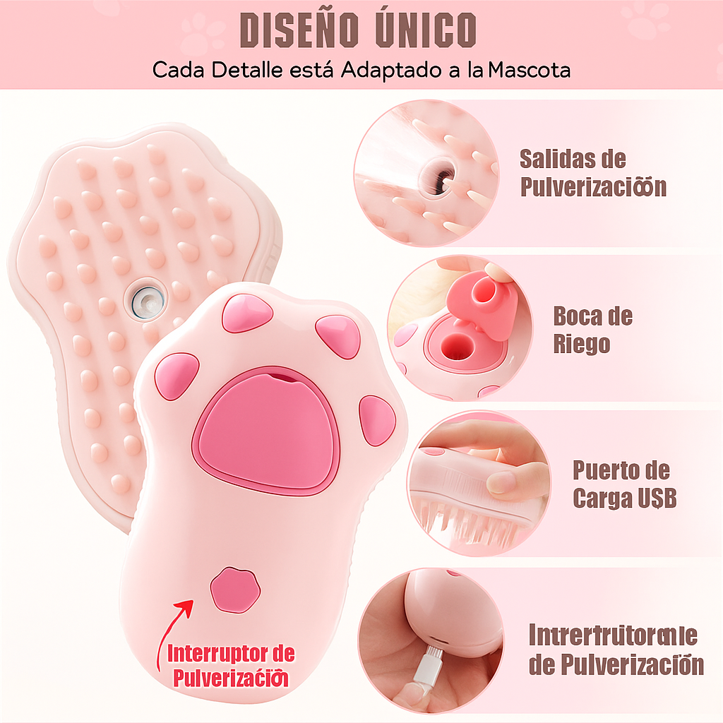 Peine Para Mascota Con Vapor Relajante